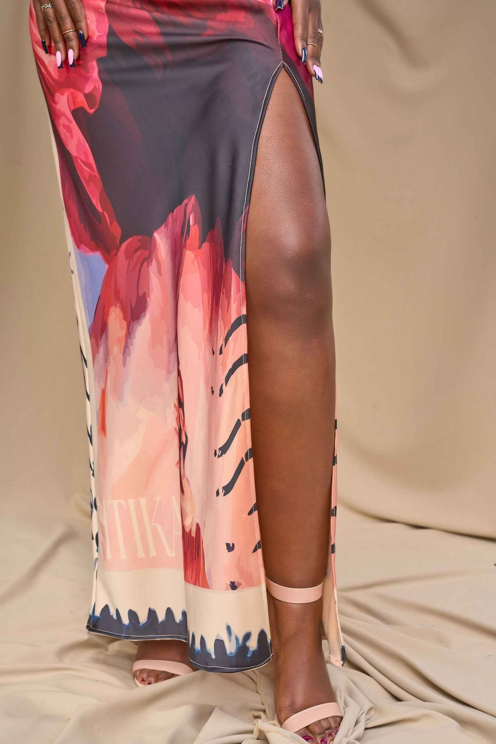 nairobi poppy maxi slip front slit nairobi poppy maxi slip front slit