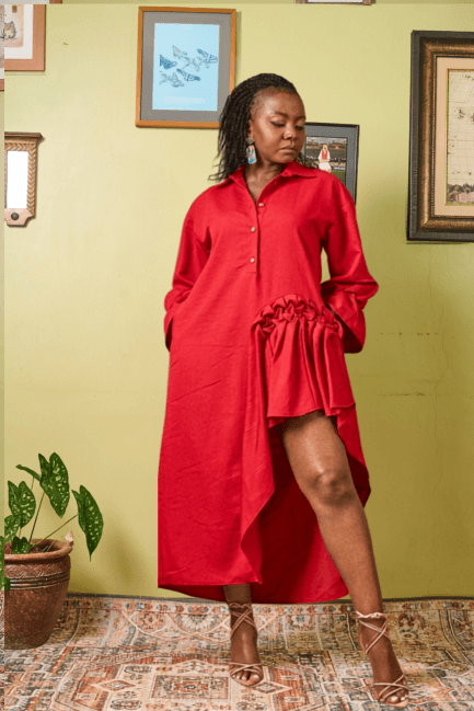 Petele Shirtdress- Red
